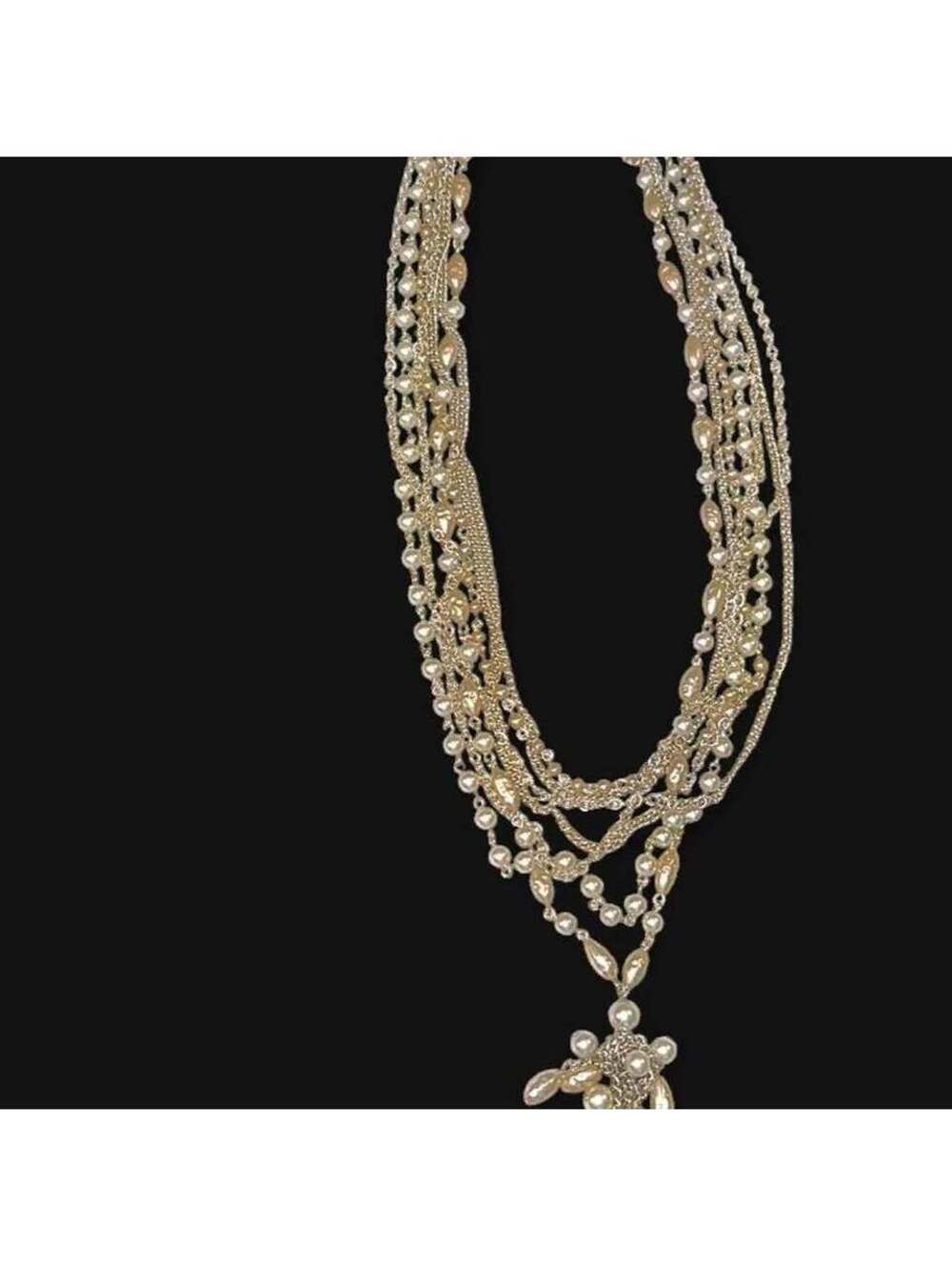 Multi-Strand Faux Pearl Pendant Necklace